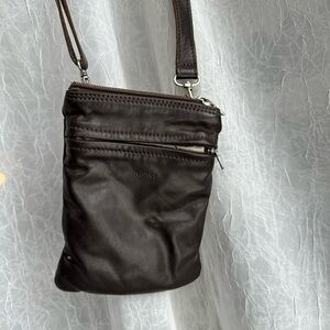 Dark Brown Real Leather Crossbody Bag